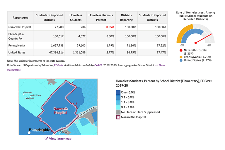 A screenshot of the CHNA report